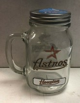 MLB Houston Astros Mason Jar 16oz Glass With Lid Mug Cup - £21.99 GBP