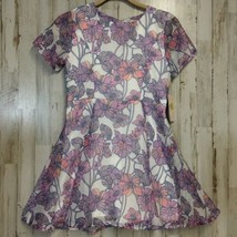 GB Girls Size 12 Party Dress Flare Skirt Sheer Floral Fabric Back Zip Cap Sleeve - £11.16 GBP