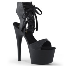 SALE PLEASER 7&quot; Heel Pole Dancer Stripper Platform Black Lace Up Sandal Shoes 10 - $49.95