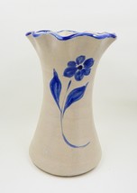 Williamsburg Pottery Salt Glazed Stoneware Vase Ruffled Hand-Painted Floral - £19.65 GBP