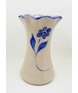 Williamsburg Pottery Salt Glazed Stoneware Vase Ruffled Hand-Painted Floral - £19.95 GBP