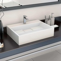 vidaXL White Mineral Cast Basin 19.7 x 15" - White Ceramic Washbasin - $2,738.03 MXN