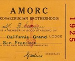 Vintage 1925 Rosacrucian Brotherhood Membership Card - California Grand ... - $61.44