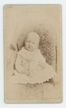Antique CDV Circa 1870s Adorable Bald Baby in Dress Ward N. Adams, MA - £7.60 GBP