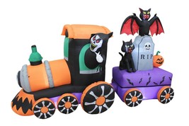 8 Foot Long Halloween Inflatable Reaper Train Tombstone Bat Cat Yard Decoration - £99.91 GBP