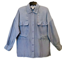 Melbourne Elements Womens S Vintage Iconic 80’s Light Blue Silk Button U... - $32.95