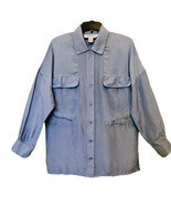 Melbourne Elements Womens S Vintage Iconic 80’s Light Blue Silk Button U... - $44.99 CAD