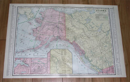 1910 Large 26 1/2&quot; X 17 1/2&quot; Antique Map Of Alaska Yukon Klondike Canada - $46.79