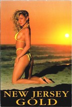 New Jersey Gold Postcard Risque Ocean 90&#39;s 80&#39;s Pinup Beach Blonde girl Sunset - £8.80 GBP