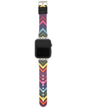 I. N.c. Mujer Negro Plata Arcoiris Chevron Silicona 42mm Apple Reloj Correa - $186.55 MXN