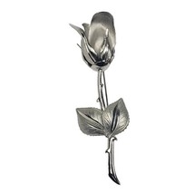 Vintage Silver Tone Rose Brooch Pin - £5.40 GBP