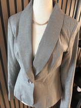 Merona gray/brown blazer size 6 with cinched waist work attire work blazer - $34.65
