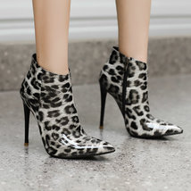 Sexy Print Stiletto Ankle Boots Fashion Patent Leather High Heel Women Boots Aut - £63.90 GBP