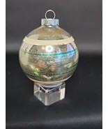 Vintage Mercury Blown Glass Christmas Ornament Gold Green/Blue Stripe US... - $337.46 MXN