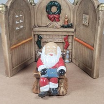 VINTAGE CERAMIC SANTA Christmas Scene Decoration with Fireplace Stockings - £14.30 GBP