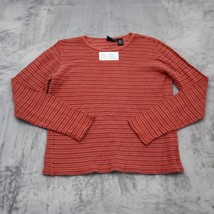 Sonoma Sweater Womens XS Red Striped Crew Neck Stretch Waffle Knitted Pu... - $19.78