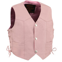 Girls&#39; Motorcycle Vest Pink Classic Three Snap Leather Vest SH2011LPNK - $829.09 MXN+