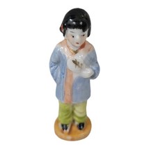 Occupied Japan Porcelain Miniature Figurine Girl Kimono 3&quot; Bonsai Garden  - £11.59 GBP