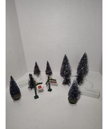 Christmas Village Street Signs &amp; Pine Tree&#39;s (Lighted and plain) 11 Piec... - $27.27 CAD
