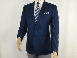 Men's Soft Wool Sport Coat English Plaid Window Pane 556-4 Navy Blue New image 12