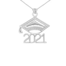 NWT 925 Sterling Silver Class of 2021 Graduation Cap Pendant Necklace - £25.24 GBP+