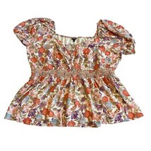 Torrid Colorful Floral Print Blouse Top Shirt Smocked Waist Short Sleeve... - $40.00