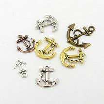 8 Anchor Charms Antiqued Silver Gold Bronze Ocean Pendants Nautical Assorted - £3.61 GBP