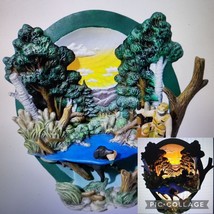 Vintage Hershey Molds 3D Duck Hunting Scene Lamp Light Ceramic Hunter Water Fowl - £49.91 GBP