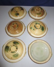 Chinese Antique Rice bowls w/5 lids old pottery Primitive Hand Painted celadon - £15.72 GBP