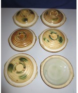 Chinese Antique Rice bowls w/5 lids old pottery Primitive Hand Painted c... - $20.00