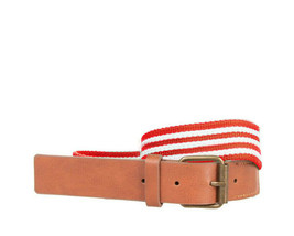 BARNUM Belt Canvas Striped Modern Stylish Red White Size L 100BM037 Unisex - $43.64