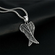 Mens Womens Archangel Michael Angel Wing Pendant Necklace Silver Box Chain 24&quot; - £9.50 GBP