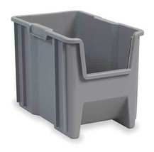 Akro-Mils 13014Grey 75 Lb Hang &amp; Stack Storage Bin, Plastic, 10 7/8 In W... - £27.35 GBP