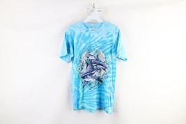 Vtg Streetwear Mens Small Tribal Dragon Shark Tie Dye Short Sleeve T-Shirt Blue - £29.56 GBP