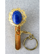 Vtg King&#39;s Key Finder Ring Holder Key Chain Blue Cabochon Gold Tone Mone... - $223.89 MXN