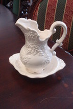 Chamber Pitcher and underplate, white , molded  [81c] - $34.65