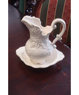 Chamber Pitcher and underplate, white , molded  [81c] - $29.69