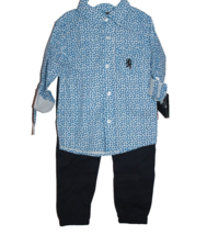 English Laundry Boy&#39;s 2-Piece Set Dress Pants Shirt Blue White Size 3T NEW - £13.43 GBP