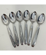 6 Stainless Steel Silverware JAPAN Mid Century Flatware Waves Teaspoon V... - $12.95