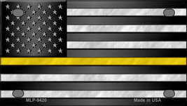 American Flag Thin Yellow Line Novelty Mini Metal License Plate Tag - £11.95 GBP