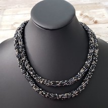 Vintage Necklace - Long Beaded Metallic Can Be Layered - £13.56 GBP
