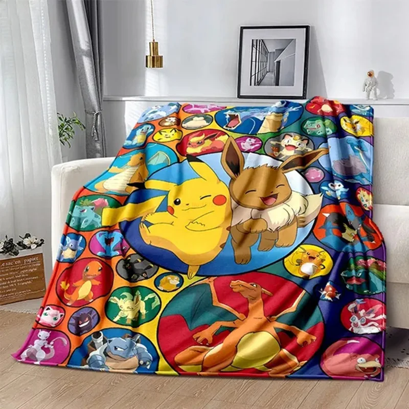 Pokemon Cartoon Anime Flannel Blanket Pikachu Figures Home Sofa Lunch Break - £16.97 GBP+