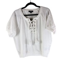 J. Crew Womens University Terry Short Sleeve Lace Up Shirt White S - £19.03 GBP