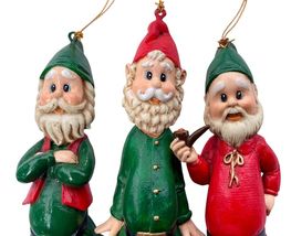 Enesco Ornaments Santas Helpers Elves Lot Of 3 NWT Slender Red Green Cut... - $14.85