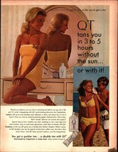 1968 Coppertone QT Sun Tan tanning lotion without sun blond yellow bikini ad c8 - £16.93 GBP