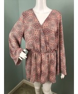 NWT DR2 by Daniel Rainn L/S Print Crochet Back Shorts Romper Sz L Large - $44.66 CAD