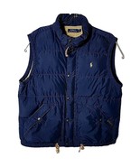 Polo Ralph Lauren Men XL Full Zip Snap Calf Leather Trim Puffer Down Blu... - £94.99 GBP