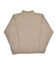 Vintage Leslie G 100% Wool Cardigan Sweater Womens L Full Zip Ribbed Raglan - $19.20