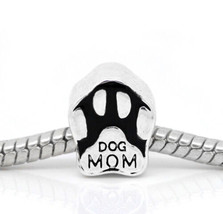 Dog Mom Paw Print European Large Hole Bead For Charm Bracelets Pet C108 - £2.78 GBP