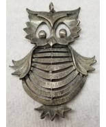 Owl Pendant Industrial Minimalist 1970s Wings Open Eyes Wide Metal Vintage - £11.91 GBP